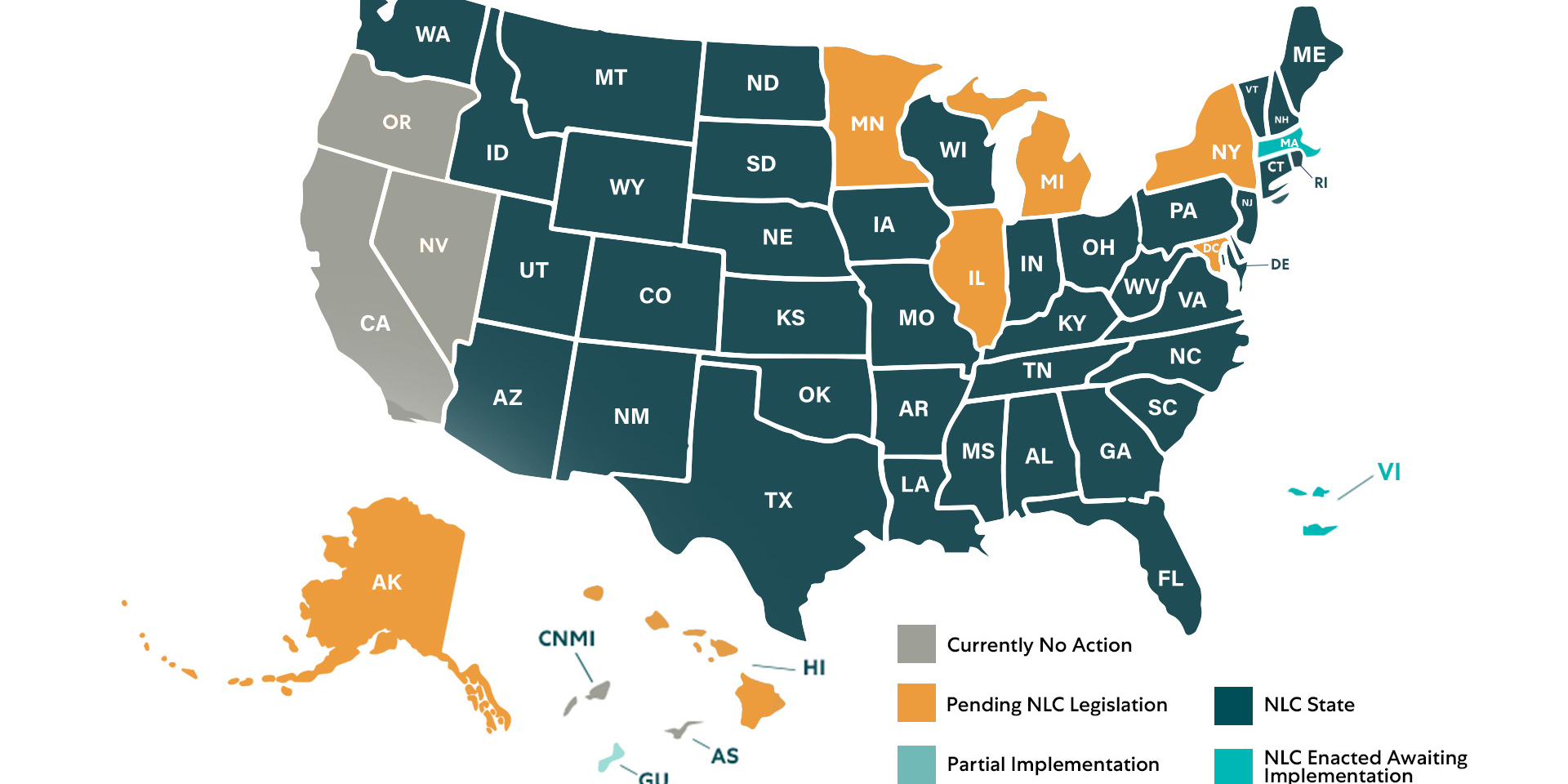 Nurse Licensure Compact (NLC) Map